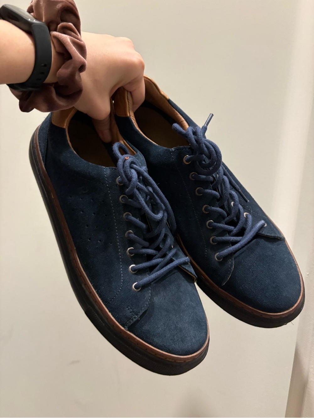 ROAN Men's Navy Suede Lace-Up Sneakers 10.5